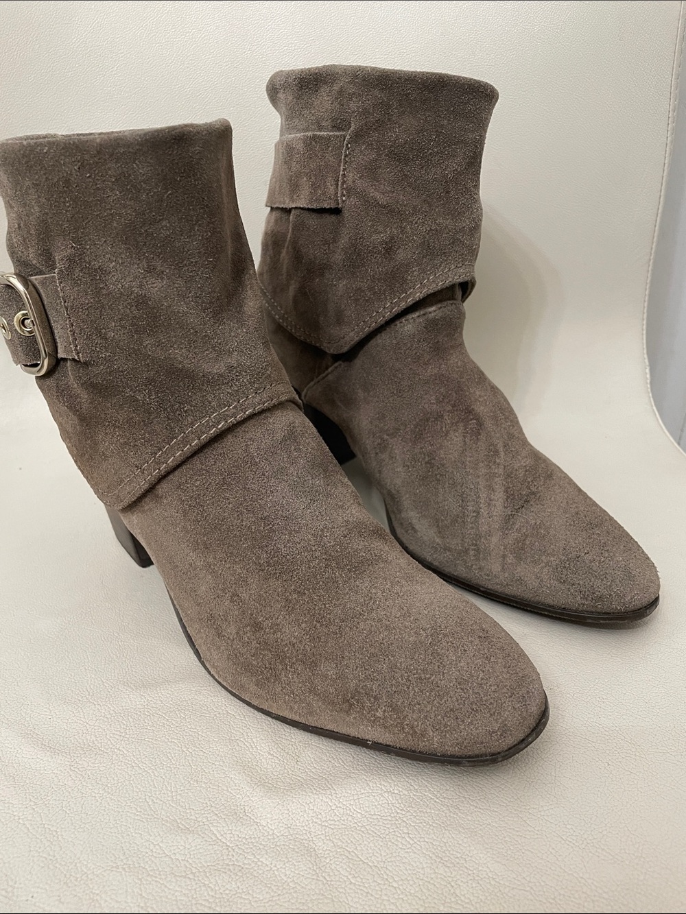 Davos Gomma Italy Suede Fold-Over Slouch Booties Taupe - 39